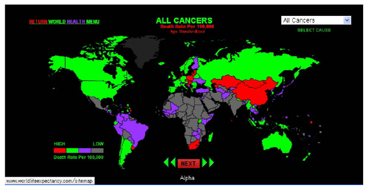 癌死亡率国別map